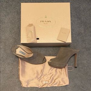 Prada taupe suede 5 inch like new, worn once